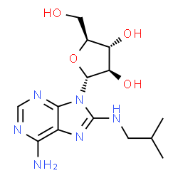 ChemSpider 2D Image | 9-(alpha-L-Arabinofuranosyl)-N~8~-isobutyl-9H-purine-6,8-diamine | C14H22N6O4