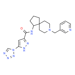 ChemSpider 2D Image | N-[8-(3-Pyridinylmethyl)-8-azaspiro[4.5]dec-1-yl]-5-(1H-tetrazol-1-yl)-1H-pyrazole-3-carboxamide | C20H25N9O