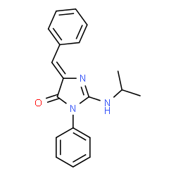ChemSpider 2D Image | (5Z)-5-Benzylidene-2-(isopropylamino)-3-phenyl-3,5-dihydro-4H-imidazol-4-one | C19H19N3O