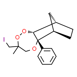 ChemSpider 2D Image | (1S,2R,8R,9R)-5-(Iodomethyl)-5-methyl-8-phenyl-3,4,7-trioxatricyclo[7.2.1.0~2,8~]dodecane | C17H21IO3