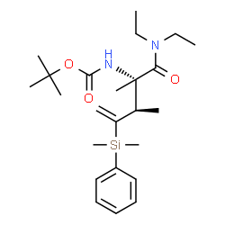ChemSpider 2D Image | 2-Methyl-2-propanyl {(2S,3R)-1-(diethylamino)-4-[dimethyl(phenyl)silyl]-2,3-dimethyl-1-oxo-4-penten-2-yl}carbamate | C24H40N2O3Si