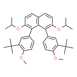 ChemSpider 2D Image | 2,7-Diisopropoxy-1,8-bis[4-methoxy-3-(2-methyl-2-propanyl)phenyl]naphthalene | C38H48O4