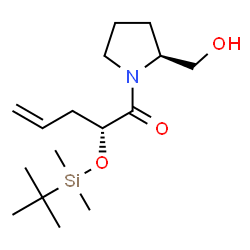 ChemSpider 2D Image | (2R)-2-{[Dimethyl(2-methyl-2-propanyl)silyl]oxy}-1-[(2S)-2-(hydroxymethyl)-1-pyrrolidinyl]-4-penten-1-one | C16H31NO3Si