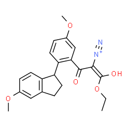 ChemSpider 2D Image | (1E)-1-Ethoxy-1-hydroxy-3-[5-methoxy-2-(5-methoxy-2,3-dihydro-1H-inden-1-yl)phenyl]-3-oxo-1-propene-2-diazonium | C22H23N2O5