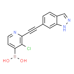 ChemSpider 2D Image | [3-Chloro-2-(1H-indazol-6-ylethynyl)-4-pyridinyl]boronic acid | C14H9BClN3O2