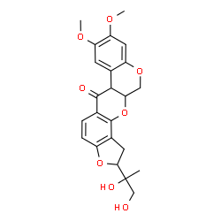 ChemSpider 2D Image | 2-(1,2-Dihydroxy-2-propanyl)-8,9-dimethoxy-1,2,12,12a-tetrahydrochromeno[3,4-b]furo[2,3-h]chromen-6(6aH)-one | C23H24O8