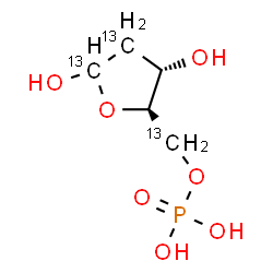 ChemSpider 2D Image | 2-Deoxy-5-O-phosphono-D-(1,2,5-~13~C_3_)-erythro-pentofuranose | C213C3H11O7P
