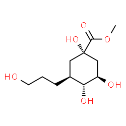 ChemSpider 2D Image | Methyl (1S,3R,4R,5S)-1,3,4-trihydroxy-5-(3-hydroxypropyl)cyclohexanecarboxylate | C11H20O6