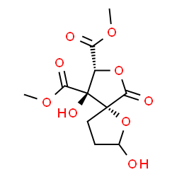 ChemSpider 2D Image | Dimethyl (5R,8R,9S)-2,9-dihydroxy-6-oxo-1,7-dioxaspiro[4.4]nonane-8,9-dicarboxylate | C11H14O9