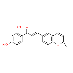 ChemSpider 2D Image | (2E)-1-(2,4-Dihydroxyphenyl)-3-(2,2-dimethyl-2H-chromen-6-yl)-2-propen-1-one | C20H18O4