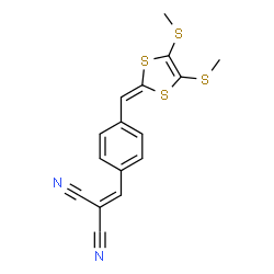 ChemSpider 2D Image | (4-{[4,5-Bis(methylsulfanyl)-1,3-dithiol-2-ylidene]methyl}benzylidene)malononitrile | C16H12N2S4