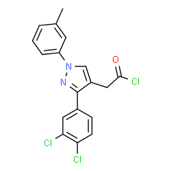 ChemSpider 2D Image | [3-(3,4-Dichlorophenyl)-1-(3-methylphenyl)-1H-pyrazol-4-yl]acetyl chloride | C18H13Cl3N2O
