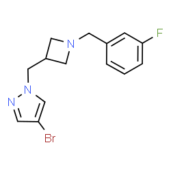 ChemSpider 2D Image | 4-Bromo-1-{[1-(3-fluorobenzyl)-3-azetidinyl]methyl}-1H-pyrazole | C14H15BrFN3