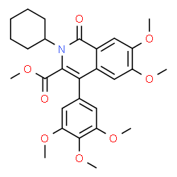 ChemSpider 2D Image | Methyl 2-cyclohexyl-6,7-dimethoxy-1-oxo-4-(3,4,5-trimethoxyphenyl)-1,2-dihydro-3-isoquinolinecarboxylate | C28H33NO8