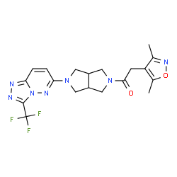ChemSpider 2D Image | 2-(3,5-Dimethyl-1,2-oxazol-4-yl)-1-{5-[3-(trifluoromethyl)[1,2,4]triazolo[4,3-b]pyridazin-6-yl]hexahydropyrrolo[3,4-c]pyrrol-2(1H)-yl}ethanone | C19H20F3N7O2