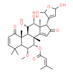 ChemSpider 2D Image | (6alpha,7alpha,11alpha,12alpha,13alpha,17alpha)-17-(2,5-Dihydroxy-2,5-dihydro-3-furanyl)-11,12-dihydroxy-6-methoxy-4,4,8-trimethyl-1,16-dioxoandrosta-2,14-dien-7-yl 3-methyl-2-butenoate | C32H42O10