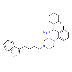 ChemSpider 2D Image | 8-{4-[4-(1H-Indol-3-yl)butyl]-1-piperazinyl}-1,2,3,4-tetrahydro-9-acridinamine | C29H35N5