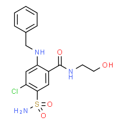 ChemSpider 2D Image | 2-(Benzylamino)-4-chloro-N-(2-hydroxyethyl)-5-sulfamoylbenzamide | C16H18ClN3O4S