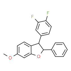 ChemSpider 2D Image | 3-(3,4-Difluorophenyl)-6-methoxy-2-phenyl-2,3-dihydro-1-benzofuran | C21H16F2O2