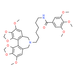 ChemSpider 2D Image | N-[6-(4,10-Dimethoxy-6,8-dihydro-7H-bis[1,3]benzodioxolo[5,4-c:4',5'-e]azepin-7-yl)hexyl]-3,4,5-trimethoxybenzamide | C34H40N2O10