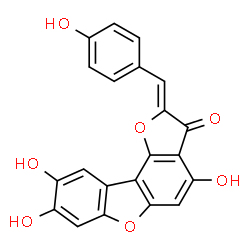 ChemSpider 2D Image | (2Z)-4,8,9-Trihydroxy-2-(4-hydroxybenzylidene)[1]benzofuro[2,3-g][1]benzofuran-3(2H)-one | C21H12O7