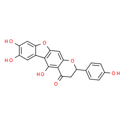 ChemSpider 2D Image | 5,7,8-Trihydroxy-2-(4-hydroxyphenyl)-2,3-dihydro-4H-[1]benzofuro[3,2-g]chromen-4-one | C21H14O7