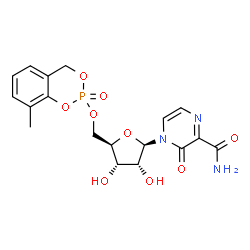 ChemSpider 2D Image | 4-[5-O-(8-Methyl-2-oxido-4H-1,3,2-benzodioxaphosphinin-2-yl)-beta-D-ribofuranosyl]-3-oxo-3,4-dihydro-2-pyrazinecarboxamide | C18H20N3O9P