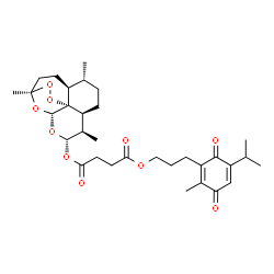 ChemSpider 2D Image | 3-(5-Isopropyl-2-methyl-3,6-dioxo-1,4-cyclohexadien-1-yl)propyl (1R,4S,5R,8S,9R,10S,12R,13R)-1,5,9-trimethyl-11,14,15,16-tetraoxatetracyclo[10.3.1.0~4,13~.0~8,13~]hexadec-10-yl succinate | C32H44O10