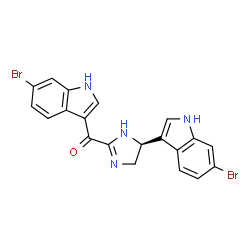 ChemSpider 2D Image | (6-Bromo-1H-indol-3-yl)[(5S)-5-(6-bromo-1H-indol-3-yl)-4,5-dihydro-1H-imidazol-2-yl]methanone | C20H14Br2N4O