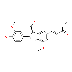 ChemSpider 2D Image | Methyl (2E)-3-[(2R,3R)-2-(4-hydroxy-3-methoxyphenyl)-3-(hydroxymethyl)-7-methoxy-2,3-dihydro-1-benzofuran-5-yl]acrylate | C21H22O7