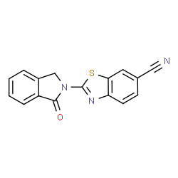 ChemSpider 2D Image | 2-(1-Oxo-1,3-dihydro-2H-isoindol-2-yl)-1,3-benzothiazole-6-carbonitrile | C16H9N3OS