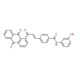 ChemSpider 2D Image | 4-[(1E)-3-(9,10-Dioxo-9,10-dihydro-1-anthracenyl)-3-oxo-1-propen-1-yl]-N-(3-hydroxyphenyl)benzamide | C30H19NO5