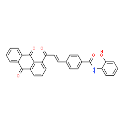 ChemSpider 2D Image | 4-[(1E)-3-(9,10-Dioxo-9,10-dihydro-1-anthracenyl)-3-oxo-1-propen-1-yl]-N-(2-hydroxyphenyl)benzamide | C30H19NO5