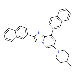 ChemSpider 2D Image | 6-(4-Methyl-1-piperidinyl)-2,8-di(2-naphthyl)imidazo[1,2-a]pyridine | C33H29N3