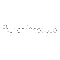 ChemSpider 2D Image | 2,2'-{1H-Pyrazole-3,5-diylbis[(E)-2,1-ethenediyl(2-methoxy-4,1-phenylene)oxy]}bis(N-benzylacetamide) | C39H38N4O6