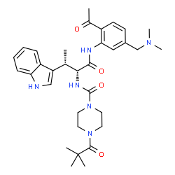 ChemSpider 2D Image | (betaS)-N-{2-Acetyl-5-[(dimethylamino)methyl]phenyl}-Nalpha-{[4-(2,2-dimethylpropanoyl)-1-piperazinyl]carbonyl}-beta-methyl-D-tryptophanamide | C33H44N6O4