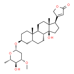 ChemSpider 2D Image | (3beta,5beta)-3-[(2,6-Dideoxy-3-O-methyl-beta-L-arabino-hexopyranosyl)oxy]-14-hydroxycard-20(22)-enolide | C30H46O7