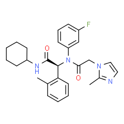 ChemSpider 2D Image | N-[(1S)-2-(Cyclohexylamino)-1-(2-methylphenyl)-2-oxoethyl]-N-(3-fluorophenyl)-2-(2-methyl-1H-imidazol-1-yl)acetamide | C27H31FN4O2