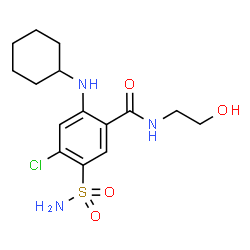 ChemSpider 2D Image | 4-Chloro-2-(cyclohexylamino)-N-(2-hydroxyethyl)-5-sulfamoylbenzamide | C15H22ClN3O4S