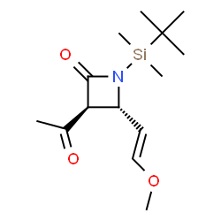 ChemSpider 2D Image | (3S,4R)-3-Acetyl-1-[dimethyl(2-methyl-2-propanyl)silyl]-4-[(E)-2-methoxyvinyl]-2-azetidinone | C14H25NO3Si