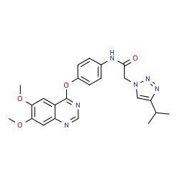 ChemSpider 2D Image | N-{4-[(6,7-Dimethoxy-4-quinazolinyl)oxy]phenyl}-2-(4-isopropyl-1H-1,2,3-triazol-1-yl)acetamide | C23H24N6O4