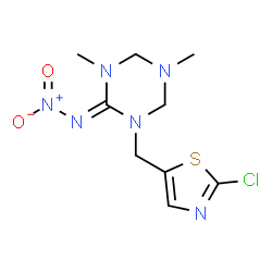 ChemSpider 2D Image | (2E)-1-[(2-Chloro-1,3-thiazol-5-yl)methyl]-3,5-dimethyl-N-nitro-1,3,5-triazinan-2-imine | C9H13ClN6O2S