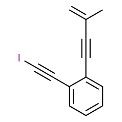 ChemSpider 2D Image | 1-(Iodoethynyl)-2-(3-methyl-3-buten-1-yn-1-yl)benzene | C13H9I