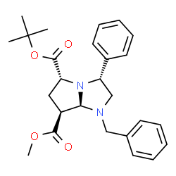 ChemSpider 2D Image | 7-Methyl 5-(2-methyl-2-propanyl) (3R,5R,7S,7aR)-1-benzyl-3-phenylhexahydro-1H-pyrrolo[1,2-a]imidazole-5,7-dicarboxylate | C26H32N2O4