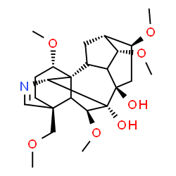 ChemSpider 2D Image | (1alpha,5xi,6beta,9xi,10alpha,14alpha,16beta,17R)-1,6,14,16-Tetramethoxy-4-(methoxymethyl)aconit-19-ene-7,8-diol | C24H37NO7