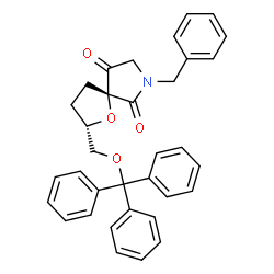 ChemSpider 2D Image | (2S,5R)-7-Benzyl-2-[(trityloxy)methyl]-1-oxa-7-azaspiro[4.4]nonane-6,9-dione | C34H31NO4