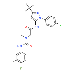 ChemSpider 2D Image | N-[1-(4-Chlorophenyl)-3-(2-methyl-2-propanyl)-1H-pyrazol-5-yl]-N~2~-[(3,4-difluorophenyl)carbamoyl]-N~2~-ethylglycinamide | C24H26ClF2N5O2