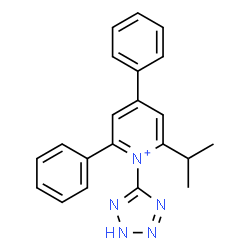 ChemSpider 2D Image | 2-Isopropyl-4,6-diphenyl-1-(2H-tetrazol-5-yl)pyridinium | C21H20N5