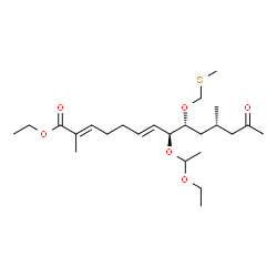 ChemSpider 2D Image | Ethyl (2E,6E,8S,9R,11S)-8-(1-ethoxyethoxy)-2,11-dimethyl-9-[(methylsulfanyl)methoxy]-13-oxo-2,6-tetradecadienoate | C24H42O6S