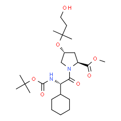ChemSpider 2D Image | Methyl (4R)-1-[(2S)-2-cyclohexyl-2-({[(2-methyl-2-propanyl)oxy]carbonyl}amino)acetyl]-4-[(4-hydroxy-2-methyl-2-butanyl)oxy]-L-prolinate | C24H42N2O7